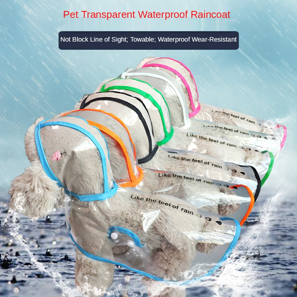 

Dog Transparent Raincoat Cute Soft Clothes Flexible All-Inclusive Pet Supplies Pure Color Pet Raincoat Rain Gear Cat Dog Supply