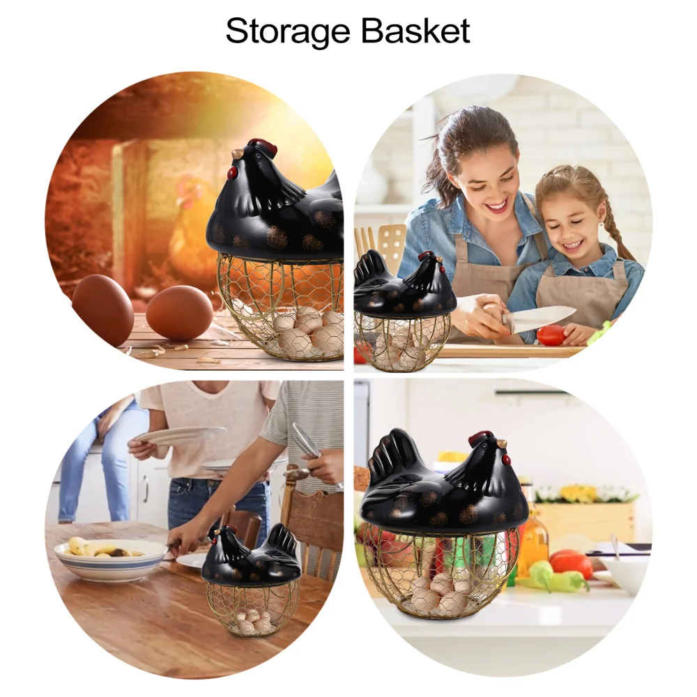 

1Pc Home Iron Basket Fruit Vegetable Basket Storage Basket with Ceramics Lid