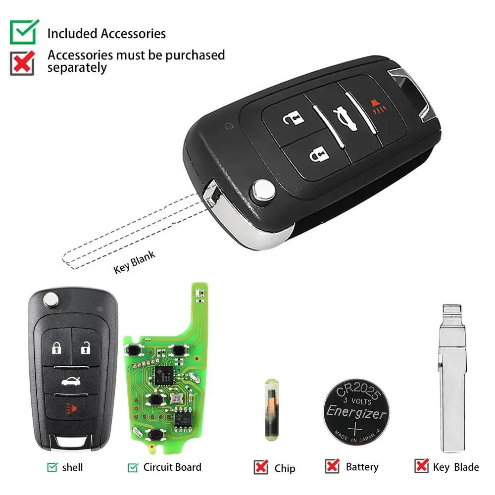 Проводной дистанционный ключ Xhorse XKBU01EN для Buick Flip 4 кнопки английская версия 1 шт. |