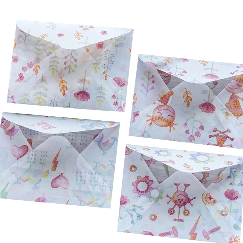 3 шт./лот розовый конверт из милой пергаментной бумаги ручной работы для