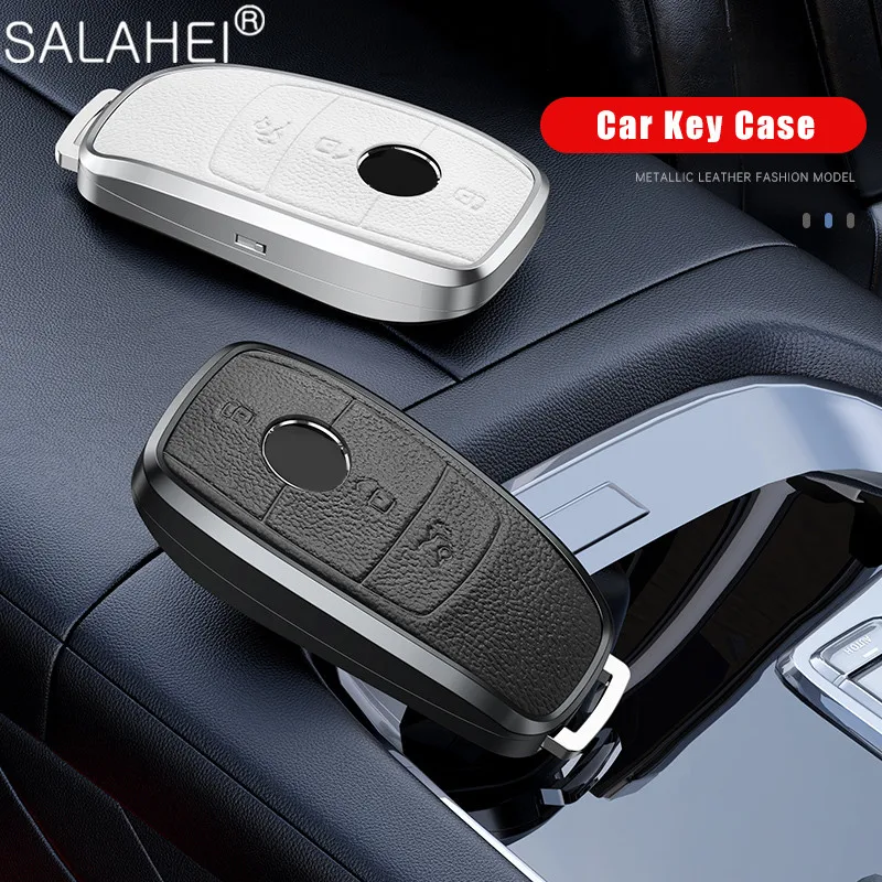 

Aluminum Alloy Leather Streamlline Car Key Case Cover Dropproof Protection For Mercedes Benz E Class W213 E200 E260 E300 E320