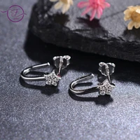 shining star shaped stud earring 925 sterling silver earrings sweet fine ear jewelry clip earrings for women party gift