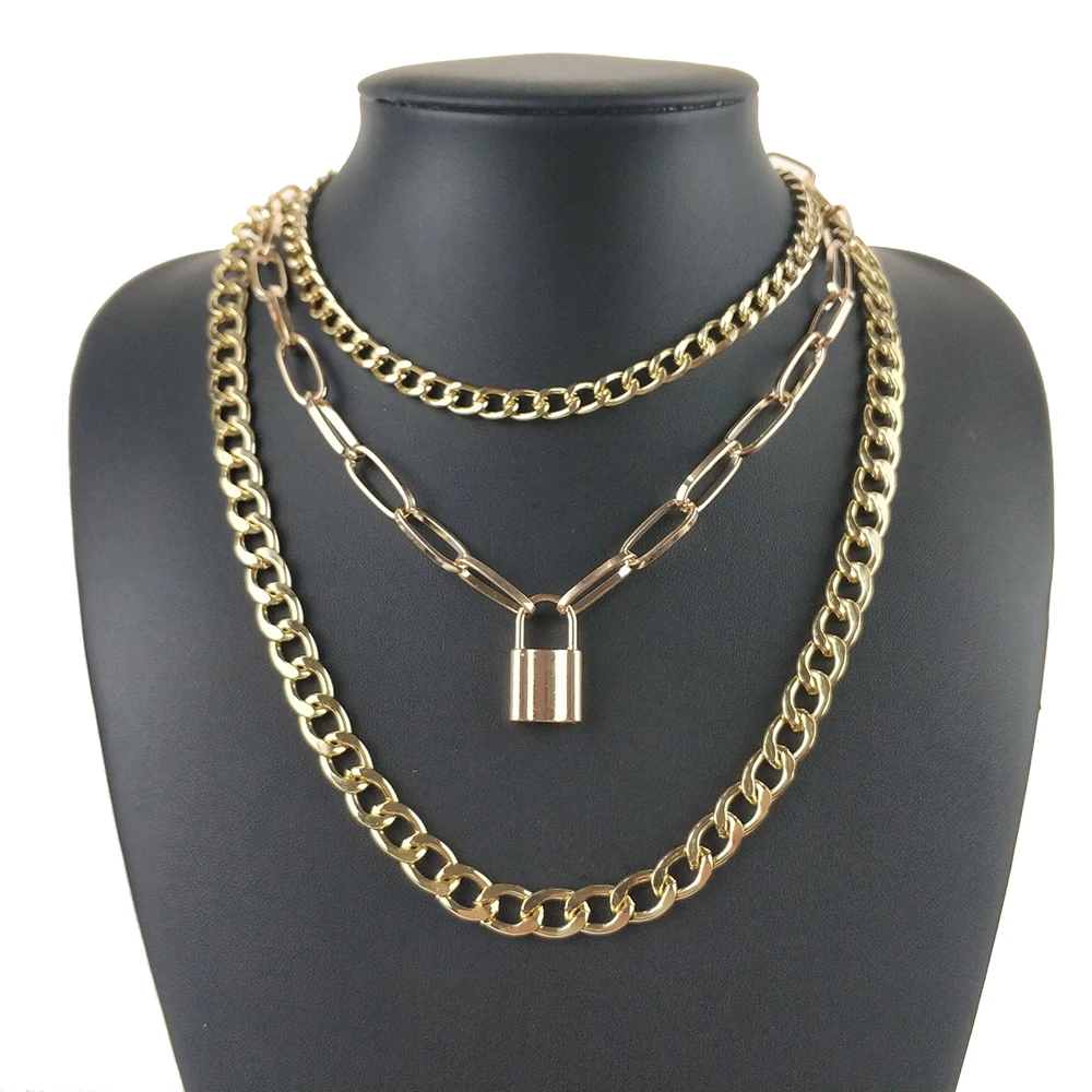 Новые многослойные звенья цепочка на шею замок в форме сердца женский мужской