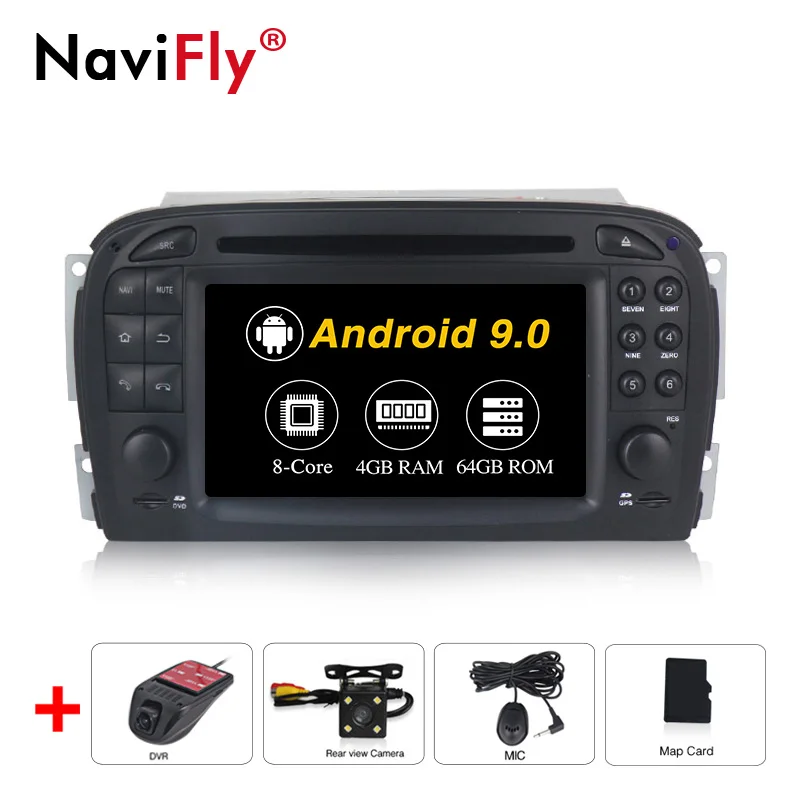 NaviFly 8 ядерный 4 Гб ОЗУ 64 Гб ПЗУ Android 9,0 Автомобильный gps Радио dvd-плеер головное устройство для Mercedes Benz SL R230 SL500 2001-2007 - Цвет: PX5 4G RAM 64G ROM