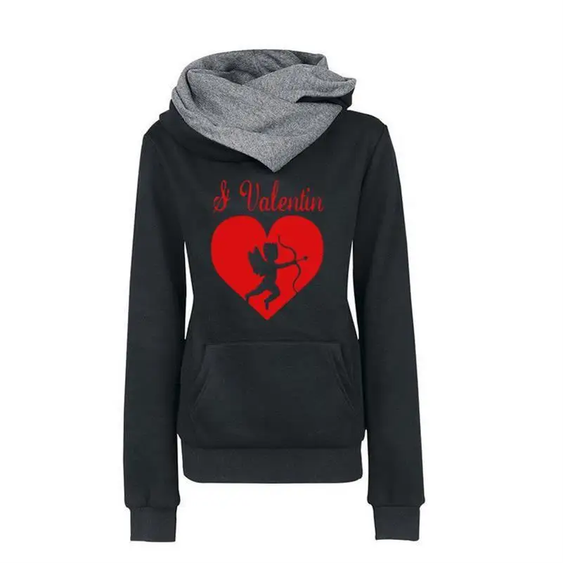 

Hoodies For Women Lapel Hooded Valentin Love Letters Print Sweatshirt Femmes Hoodies Women Sweatshirts Plus SizeHarajuku Cute