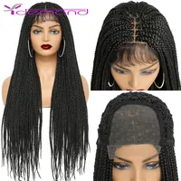 Y Demand 30" Braided Wigs Synthetic Lace Front Wigs With Baby Hair 4X4"Twist Braid Wig With Curls End For Negro Women Braids Wig