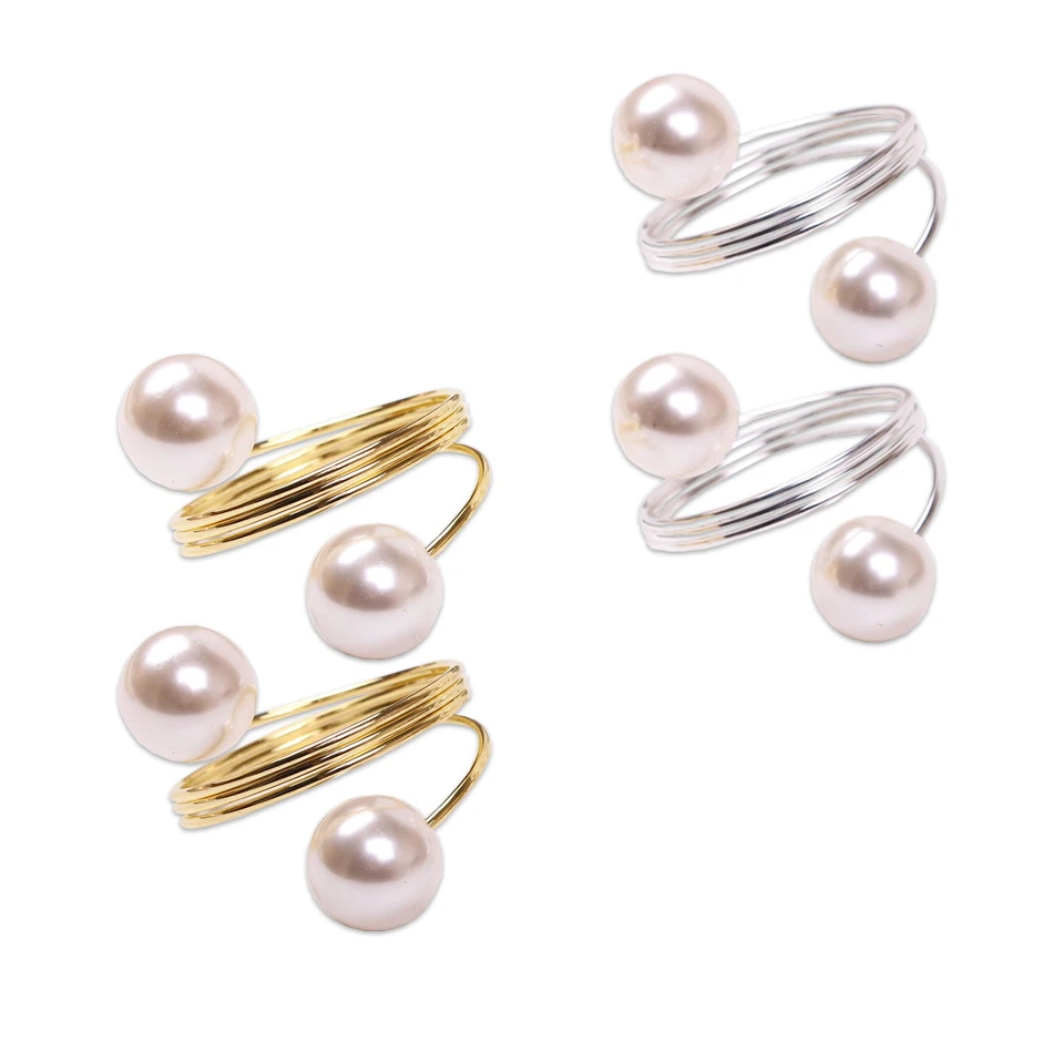 

4PCS Pearl Napkin Ring,Nordic Style Home/Hotel Napkin Accessories,Christmas Decoration for Wedding Party Kitchen Dining Banquet