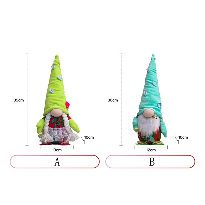 2Pcs Summer Slippers Gnome World Oceans Day Holiday Plush Faceless Doll Dwarf Home Party Festival Gift Desktop Ornaments | Дом и сад