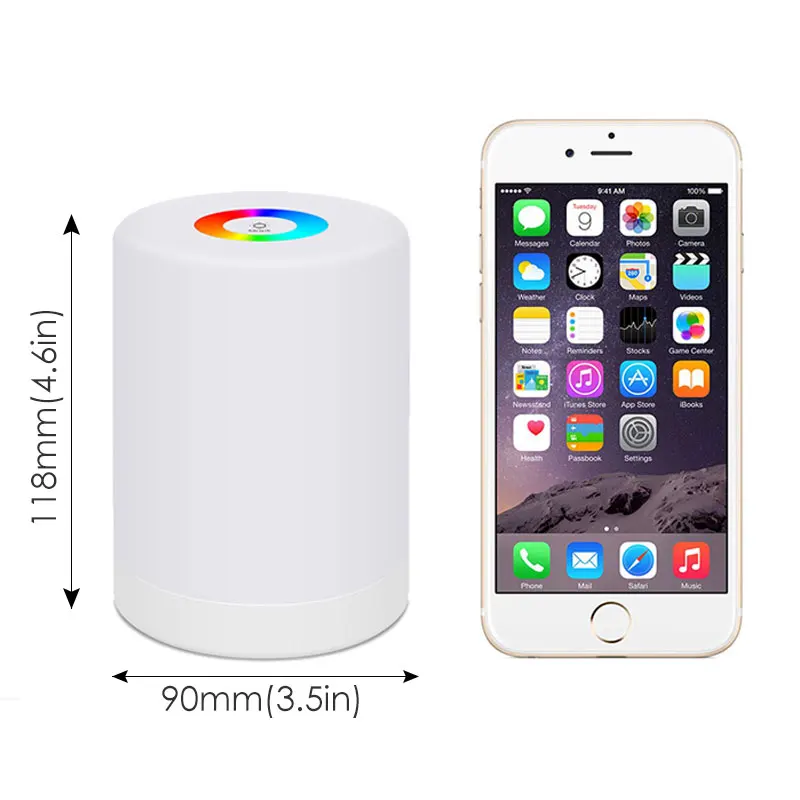Цветной яркий светодиодный ночсветильник с сенсорным управлением регулируемая