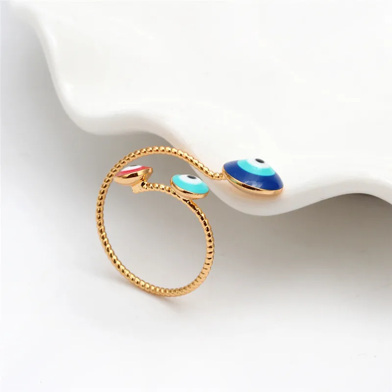 С клипсами Дурной глаз Открытое кольцо для женщин Золотой Цвет геометрический