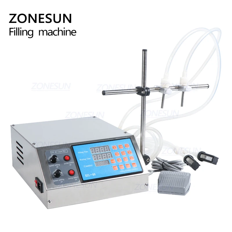 

ZONESUN 2 Head Semi Automatic Peristaltic Pump Liquid Filling Machine For Liquid Perfume Water Juice Essential Oil