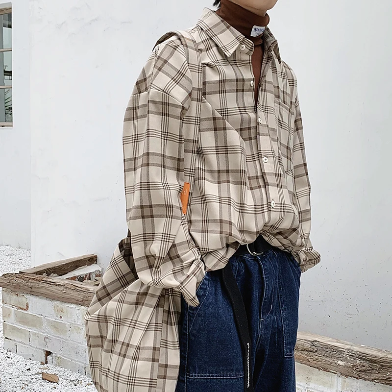 Дайте сумка 2021 мужская в клетку с длинными рукавами и принтом гавайская рубашка