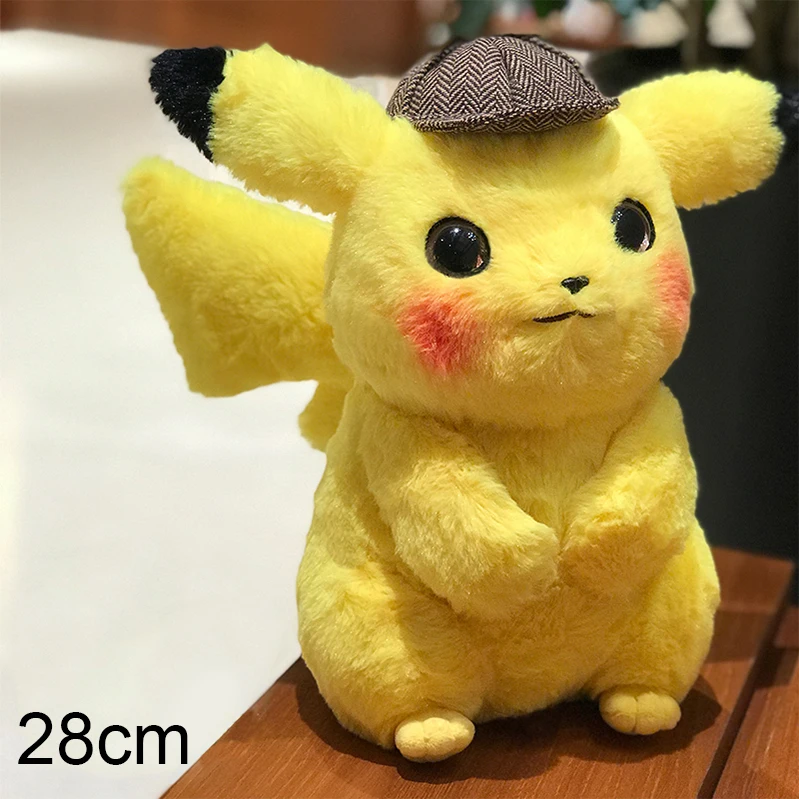 28cm Detective A ДЕТЕКТИВНАЯ Пикачу плюшевая игрушка каваи изысканный мягкий коготь машина кукла продукт популярный герой фильма мягкая мышка - Цвет: 28cm Detective A