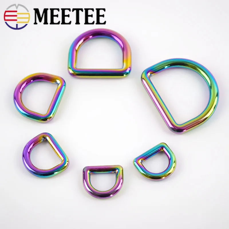 Meetee 5/10 шт 10 32 мм Цветные Металлические бесшовные D пряжки лямки Рюкзак кольцо крюк