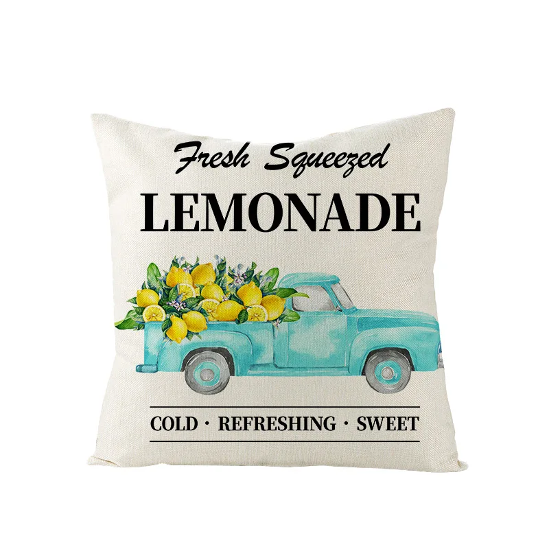 

Nordic Style Cushion Case Summer Sunflower Throw Pillow Cover Yellow Fruit Decorative Pillows Cases Linen Pillowcase For Sofa