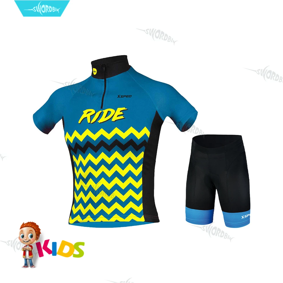 

Детский велосипедный комплект из Джерси, одежда для команды, велосипедный костюм, одежда с коротким рукавом для горных велосипедов, детская...