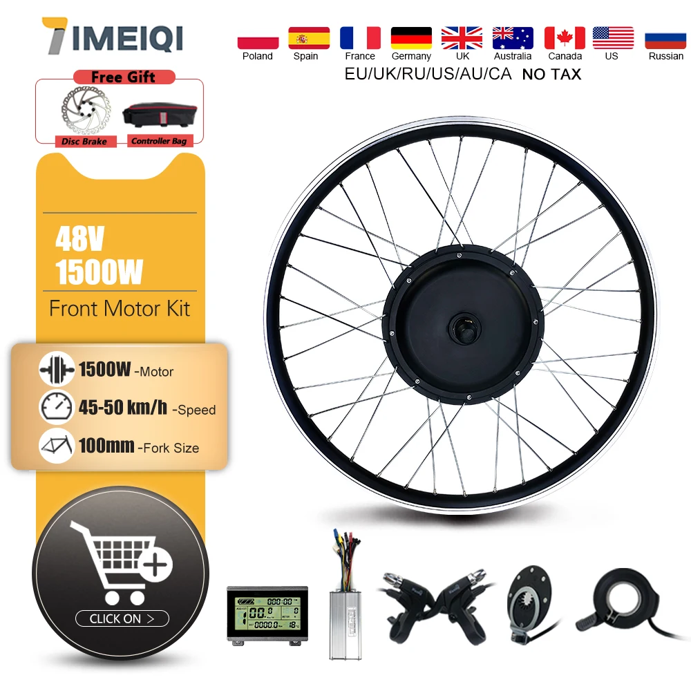 

Electric Bike Conversion Kit 48V 1500W Wheel Hub Motor 20 24 26 27.5 28 29 Inch 700C Front Ebike Motor Wheel For ebike Motor Kit
