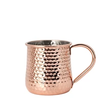 moscow mule mugs 304 stainless steel hammered drinking glasses for cocktail beverage 500ml rose gold