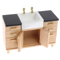 112 dollhouse miniature wooden wash basin cabinet bathroom furniture toys for dollhouse decoration new