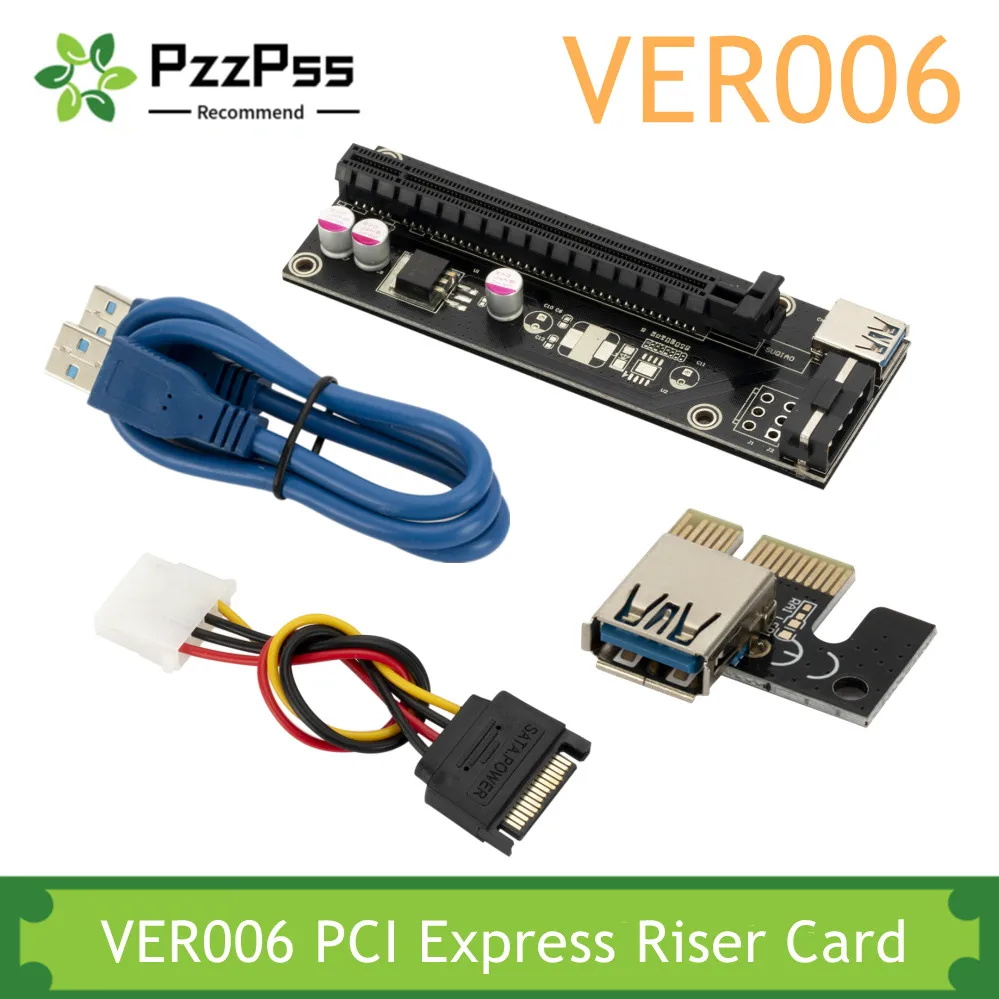 PzzPss VER006 PCI-E 1X до 16X Экспресс райзеры карта PcIe удлинитель адаптер SATA к 4-контактному