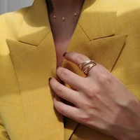 brass with 18k gold snake chain twist stackable statement rings punk party t show cocktail party ins rare elegance japan korean