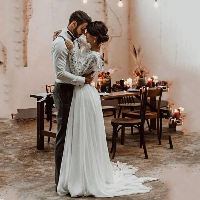 Изготовленные на заказ женские свадебные платья в стиле бохо 2020 кружевное платье