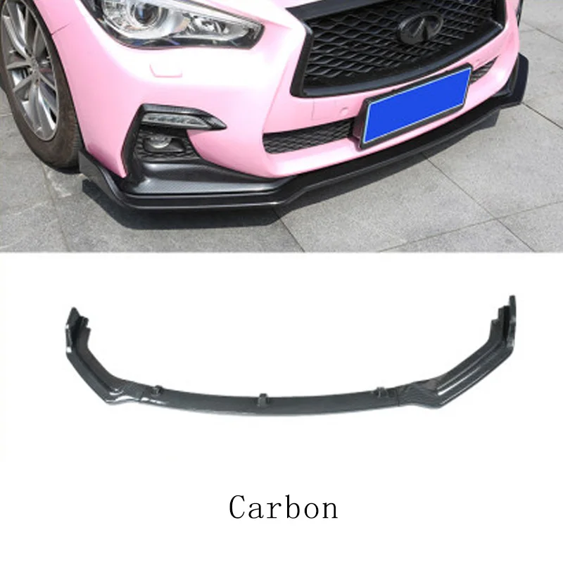3piece Carbon Fiber Look/Black Car Front Lower Bumper Lip Diffuser Spoiler Body Kit For Infiniti Q50l 2018 2019 | Автомобили и