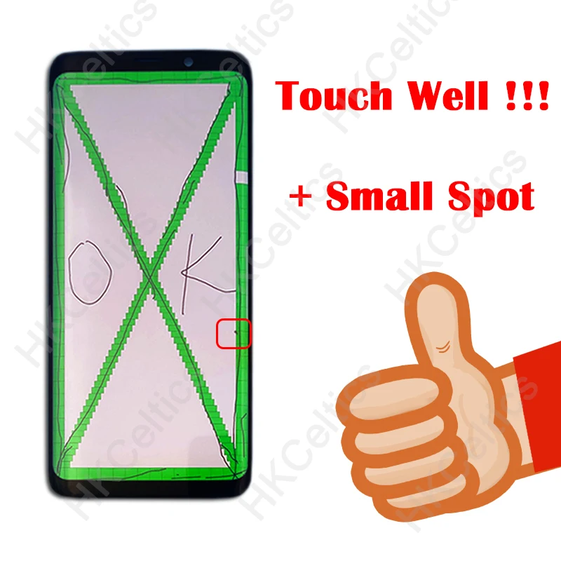 AMOLED Замена для SAMSUNG Galaxy S9 G960 S9+ G965F ЖК сенсорный экран дигитайзер с рамкой дисплей+ маленькое пятно