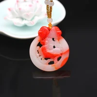 chinese natural red white jade zodiac horse pendant necklace fashion charm jewelry carved accessories amulet for men women gifts
