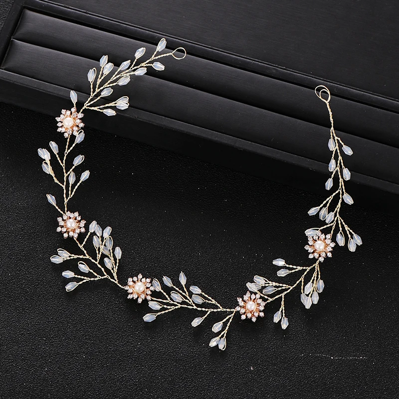 

Trendy Crystal Pearl Headband for Bridal Hair Accessories Bridal Headpiece tiaras and crowns Wedding Headband Hair Jewelry