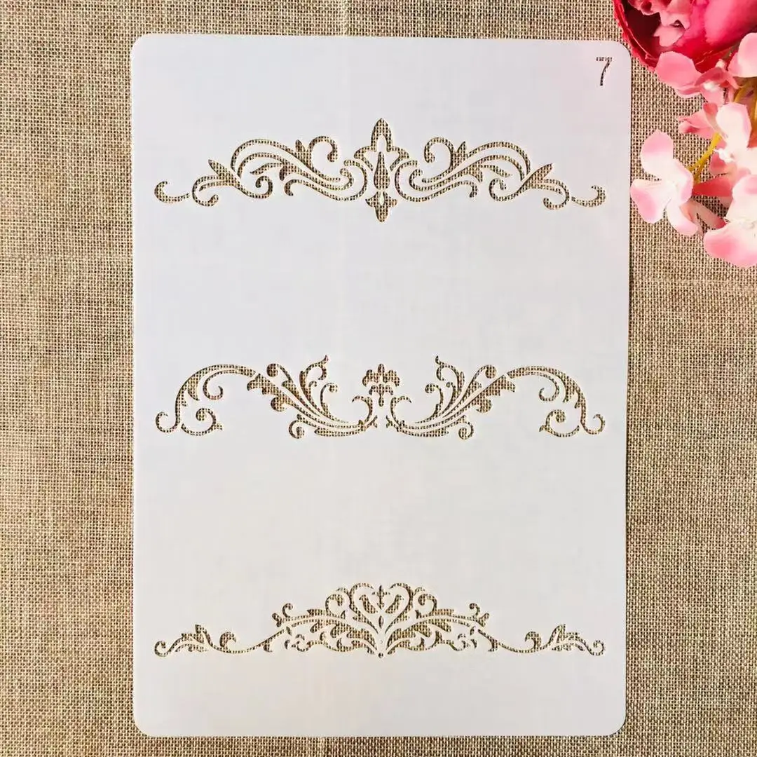 

A4 29cm Flower Border Edge Lines DIY Layering Stencils Painting Scrapbook Coloring Embossing Album Decorative Template