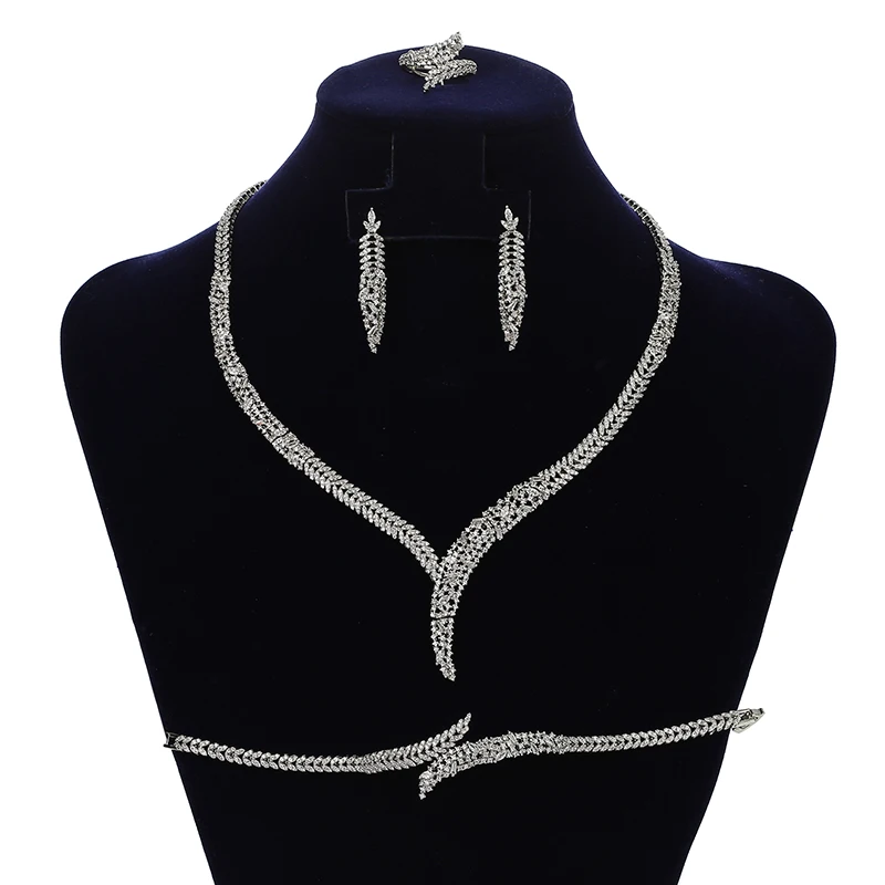 Ювелирные наборы HADIYANA элегантное винтажное свадебное ожерелье серьги кольцо и браслет набор Высокое качество женщин Свадьба CN1825 Bisuteria
