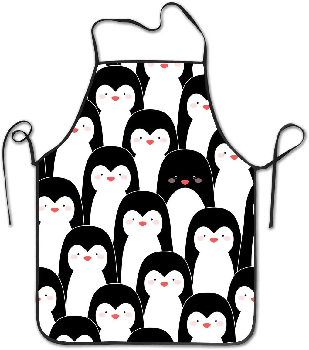 

Cute Black White Penguin Adjustable Bib Apron - Washable Unisex Cooking Kitchen Aprons for Chef Baking Crafting Gardening BBQ