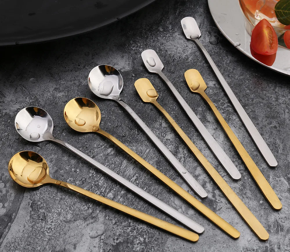 Кофе ложки с длинной ручкой для квадратный Нержавеющая сталь Чай Мороженое