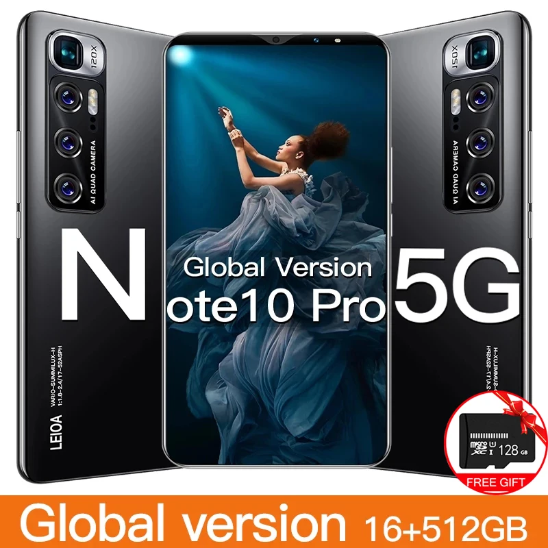 

Note10 Pro Smartphone 6.1 inch 5G 8GB+512GB 4800mAh Unlocked Mobile Phones Android Telefones Celulares Global Version Cell Phone