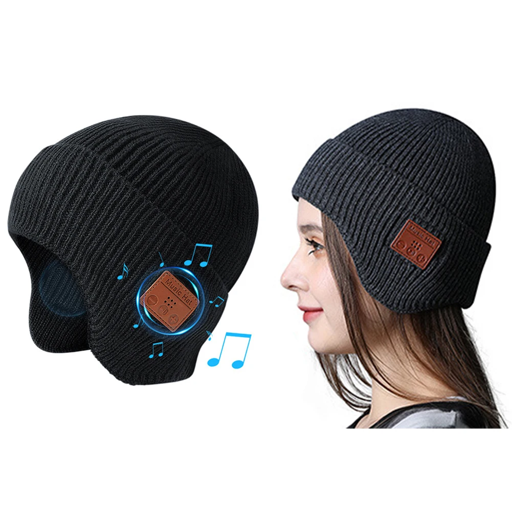

Зимняя ветрозащитная музыкальная шапка, беспроводная шапка 5,0 с Bluetooth-совместимой гарнитурой, уличная теплая музыкальная шапка с защитой уш...
