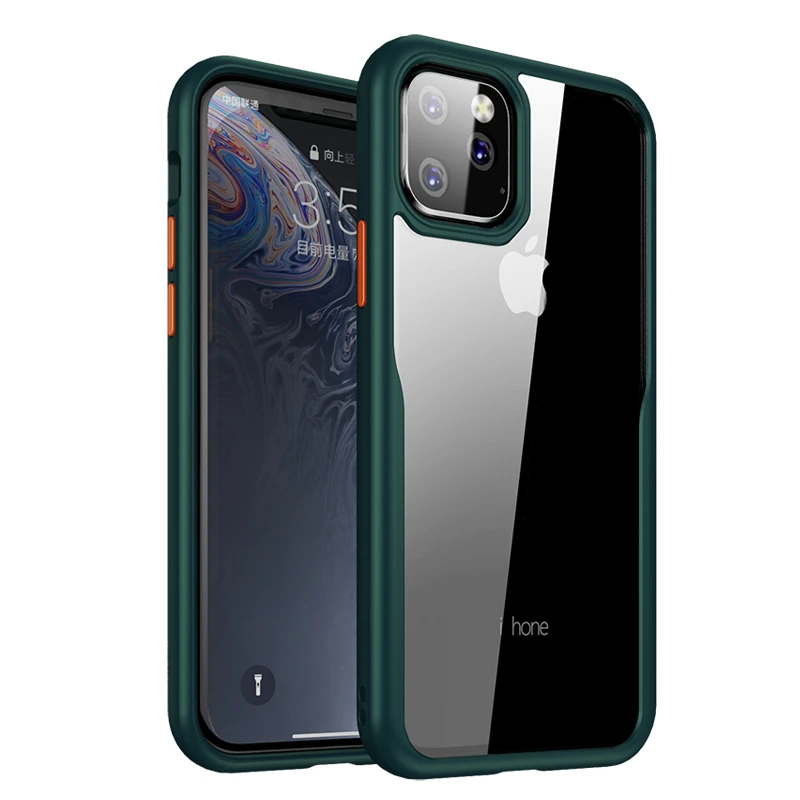 Противоударный чехол для iPhone 11 Pro, [военный класс, протестированный при падении] [2-го поколения] Полупрозрачный матовый чехол с мягкими краями - Цвет: Зеленый