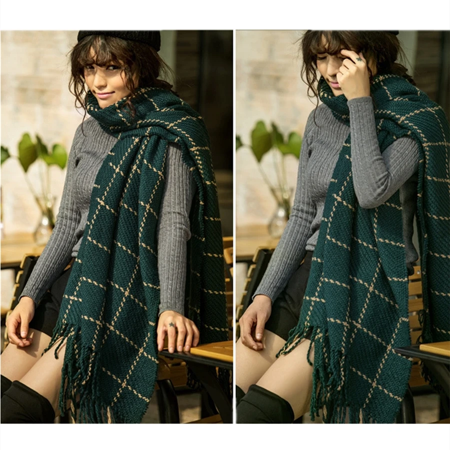

Autumn winter popular Plaid Scarf Women Black Fashion Warm Women Scarves Cashmere Scarf Wrap Shawl Blanket Scarf foulard femme