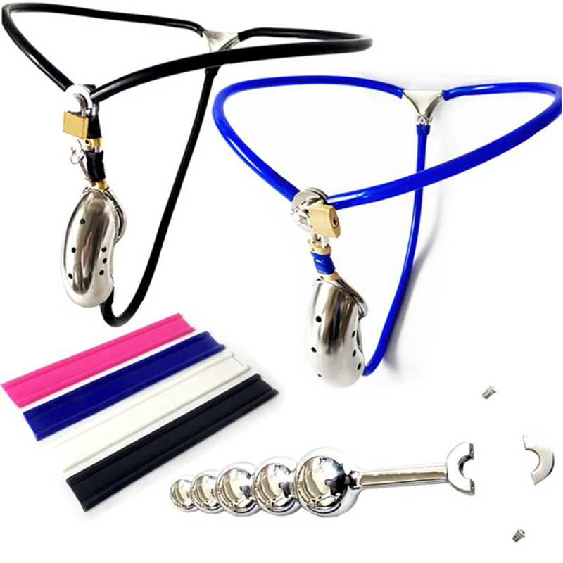 Мужская искусственная нержавеющая сталь со съемной анальной пробкой Пояс