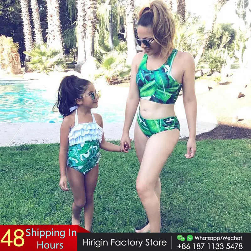 2018 Новый Семья подходящие купальники для мамы и дочки с рождественскими мотивами