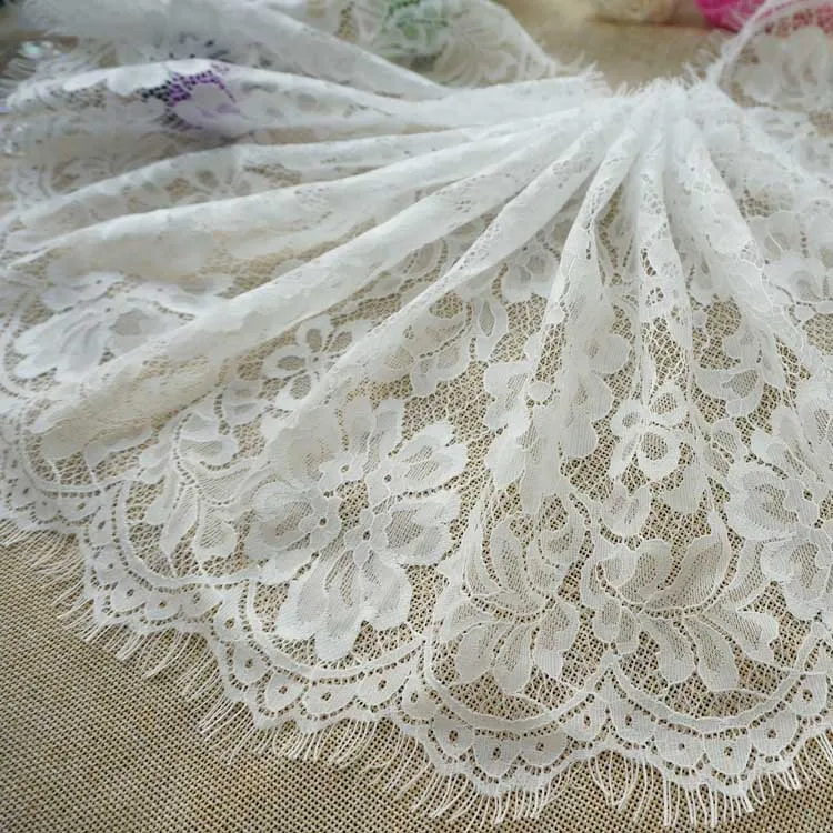 3 Meter/Lot White Eyelashes Lace Trimmings Fabric Flower 28cm/wide African Wedding Dress Clothing Handmade Trim | Дом и сад