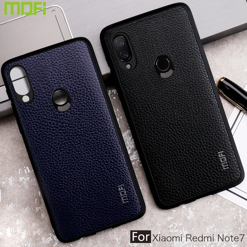 Чехол для Redmi Note 7 чехол Mofi Xiaomi Pro задняя крышка из искусственной кожи с зернистой