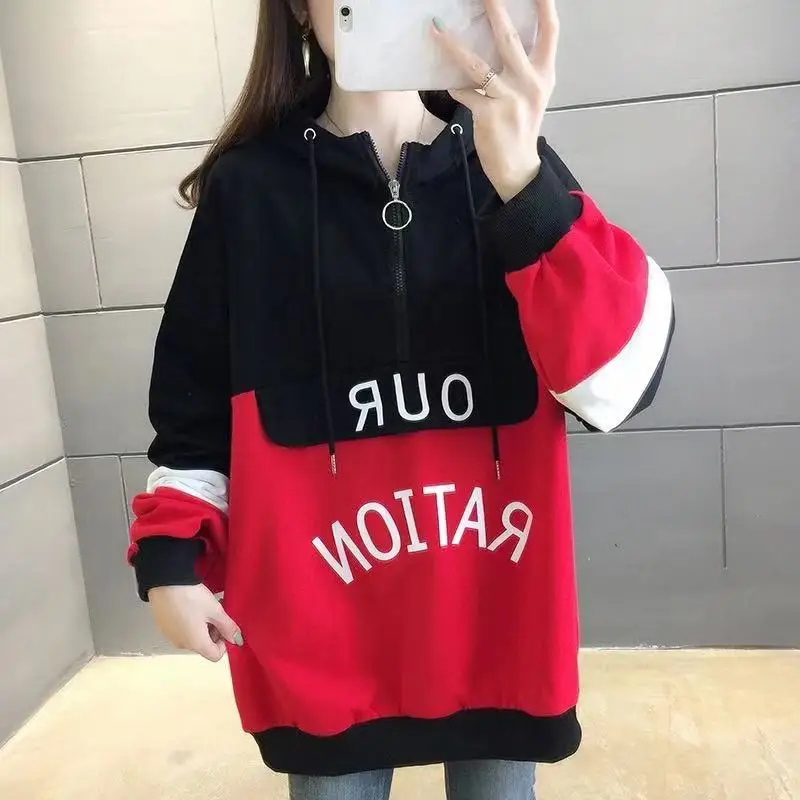 

Large Plus Size Add Fleece Loose Girls Casual Women Clothes Turtleneck Tops Long Sleeve Warm Hoodies For Teen Lady Long Hoody
