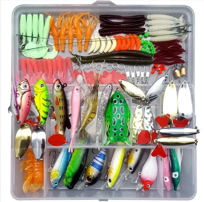 122pcs 205/206/207 шт. рыболовные приманки комплект смешанные приманки Minnow Ложка Приманка Мягкая приманка рыболовные аксессуары в коробке искусственная приманка песка B226 - Цвет: 122pcs