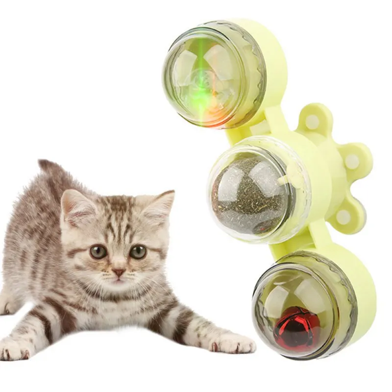 

Windmill Cat Toys With Suction Cup Pet Toy Cat Sucker Toy Interactive Cat Turnable Pet Hair Removal Brush Massager