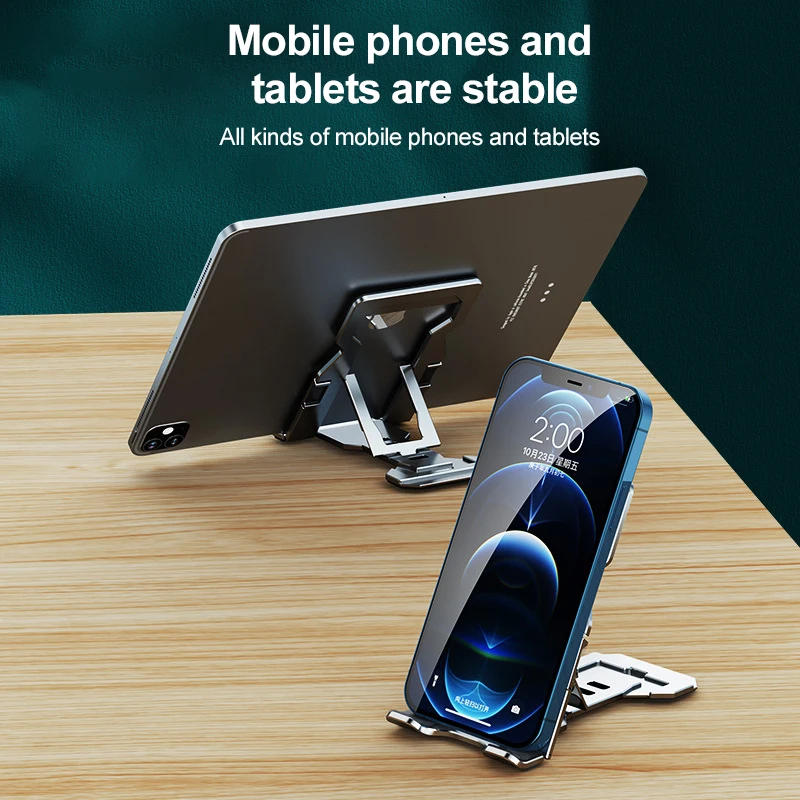 Foldable Table Phone Holder Stand For IPhone Xiaomi Ultra-thin&angle Adjustable Aluminum Alloy Desktop Phone Cradle Dock