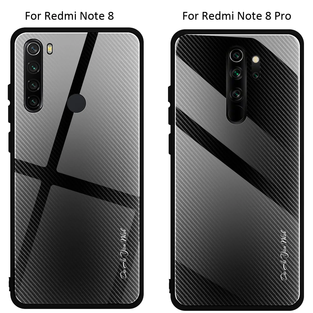Чехол из закаленного стекла с градиентом из углеродного волокна для Xiaomi Redmi Note 8 Pro 8T