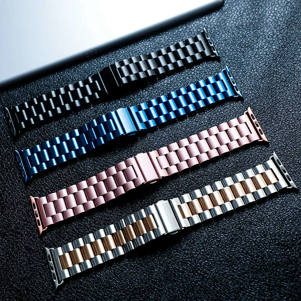 Ремешок из нержавеющей стали для Apple Watch band 44 мм 40 металлический роскошный браслет