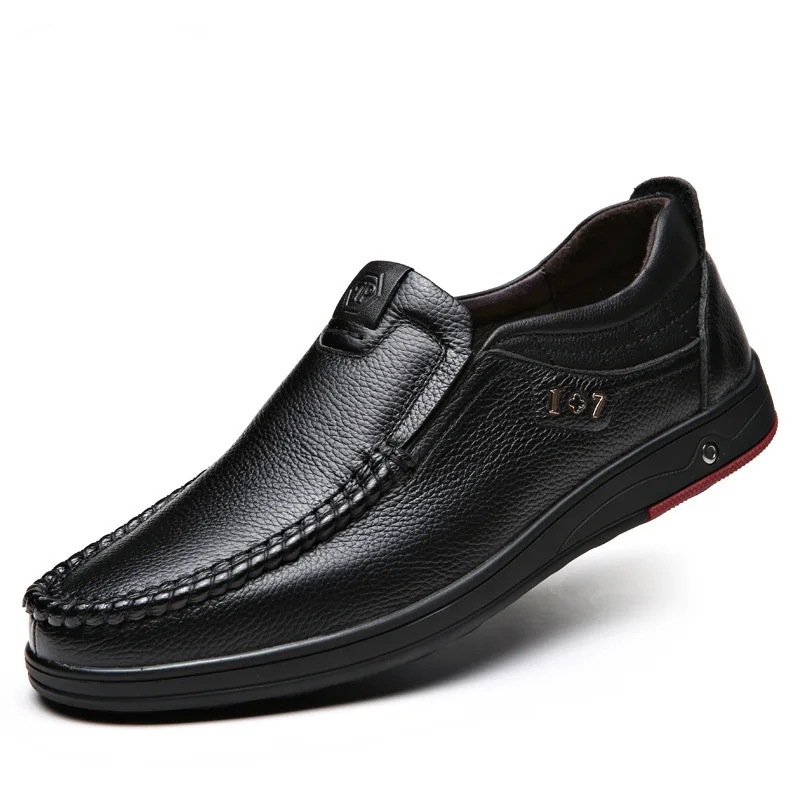 

Genuine Leather shoes Men Loafers Slip On Business Casual Leather Shoes Classic Soft Moccasins Hombre Breathable Men Shoes Flats