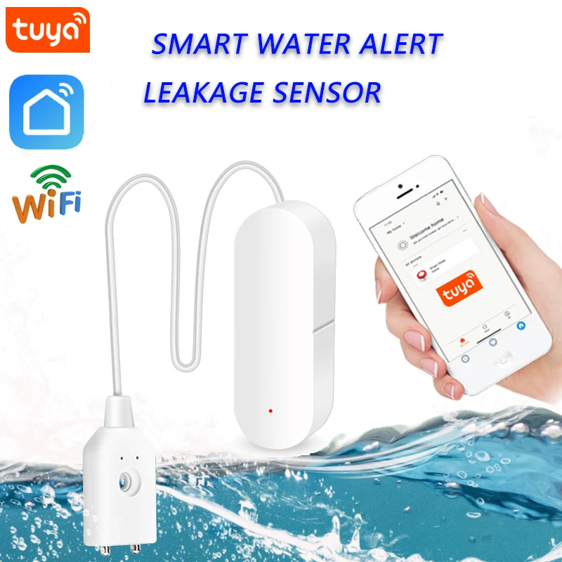 

Smart Water Leakage Sensor WiFi Overflow Flood Leakage Alerts Works With With Tuya Smart Life APP Remote Monitor